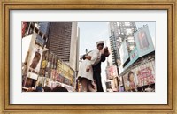 Framed Sculpture in a city, V-J Day, World War Memorial II, Times Square, Manhattan, New York City, New York State, USA