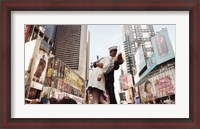 Framed Sculpture in a city, V-J Day, World War Memorial II, Times Square, Manhattan, New York City, New York State, USA