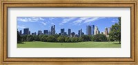 Framed Park with skyscrapers in the background, Sheep Meadow, Central Park, Manhattan, New York City, New York State, USA