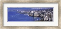 Framed High angle view of a city at waterfront, Honolulu, Oahu, Honolulu County, Hawaii