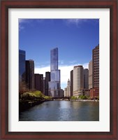 Framed Skyscraper in a city, Trump Tower, Chicago River, Chicago, Cook County, Illinois, USA