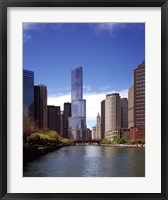 Framed Skyscraper in a city, Trump Tower, Chicago River, Chicago, Cook County, Illinois, USA