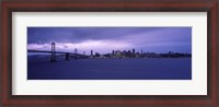 Framed Bay Bridge with Purple Sky, San Francisco Bay, California