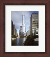 Framed Skyscrapers in a city, Trump Tower, Chicago River, Chicago, Cook County, Illinois, USA