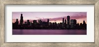 Framed Lake Michigan Slyline with Purple Sky, Chicago, Illinois, USA 2011