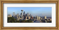Framed Seattle city skyline with Mt. Rainier in the background, King County, Washington State, USA 2010