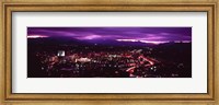 Framed Aerial view of a city lit up at night, Asheville, Buncombe County, North Carolina, USA 2011