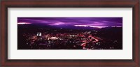 Framed Aerial view of a city lit up at night, Asheville, Buncombe County, North Carolina, USA 2011