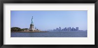 Framed Statue Of Liberty with Manhattan skyline in the background, Liberty Island, New York City, New York State, USA 2011