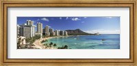 Framed Buildings along the coastline, Diamond Head, Waikiki Beach, Oahu, Honolulu, Hawaii, USA