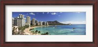 Framed Buildings along the coastline, Diamond Head, Waikiki Beach, Oahu, Honolulu, Hawaii, USA