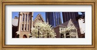 Framed Trees in front of a building, Charlotte, Mecklenburg County, North Carolina, USA