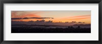 Framed City view at dusk, Emeryville, Oakland, San Francisco Bay, San Francisco, California, USA