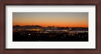 Framed City view at dusk, Oakland, San Francisco Bay, San Francisco, California, USA