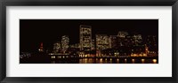 Framed Buildings at the waterfront lit up at night, San Francisco