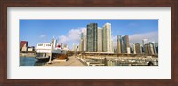 Framed Columbia Yacht Club with city skyline, Chicago, Cook County, Illinois, USA