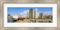 Framed Columbia Yacht Club with city skyline, Chicago, Cook County, Illinois, USA