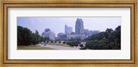 Framed Street scene with buildings in a city, Raleigh, Wake County, North Carolina, USA