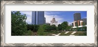 Framed Botanical garden with skyscrapers in the background, Myriad Botanical Gardens, Oklahoma City, Oklahoma, USA
