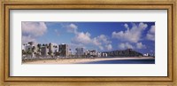 Framed Waikiki Beach with mountain in the background, Diamond Head, Honolulu, Oahu, Hawaii, USA