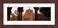 Framed Powell Library at an university campus, University of California, Los Angeles, California, USA
