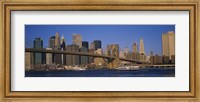 Framed Suspension bridge with skyscrapers in the background, Brooklyn Bridge, East River, Manhattan, New York City