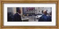 Framed Two people walking, New York Stock Exchange, Wall Street, Times Square, Manhattan, New York City, New York State, USA