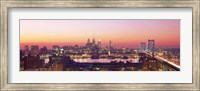 Framed Arial View Of The City At Twilight, Philadelphia, Pennsylvania, USA