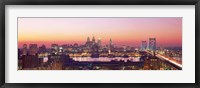 Framed Arial View Of The City At Twilight, Philadelphia, Pennsylvania, USA