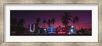 Framed Hotels Illuminated At Night, South Beach Miami, Florida, USA