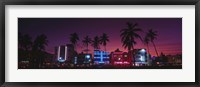 Framed Hotels Illuminated At Night, South Beach Miami, Florida, USA