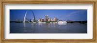 Framed Gateway Arch and city skyline viewed from the Mississippi River, St. Louis, Missouri, USA