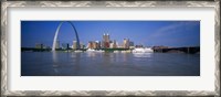 Framed Gateway Arch and city skyline viewed from the Mississippi River, St. Louis, Missouri, USA