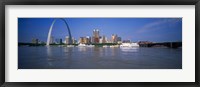 Framed Gateway Arch and city skyline viewed from the Mississippi River, St. Louis, Missouri, USA