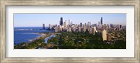 Framed Aerial View Of Skyline, Chicago, Illinois, USA