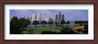 Framed Trees in a park with buildings in the background, Detroit, Wayne County, Michigan, USA