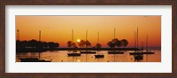 Framed Silhouette of sailboats in a lake, Lake Michigan, Chicago, Illinois, USA