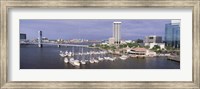 Framed USA, Florida, Jacksonville, St. Johns River, High angle view of Marina Riverwalk