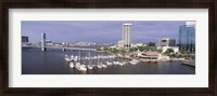 Framed USA, Florida, Jacksonville, St. Johns River, High angle view of Marina Riverwalk