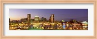 Framed USA, Maryland, Baltimore, City at night viewed from Federal Hill Park