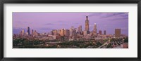 Framed View Of A Cityscape At Twilight, Chicago, Illinois, USA