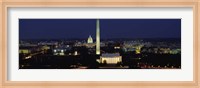 Framed Buildings Lit Up At Night, Washington Monument, Washington DC, District Of Columbia, USA
