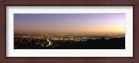 Framed Aerial view of buildings in a city at dusk from Hollywood Hills, Hollywood, City of Los Angeles, California, USA
