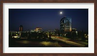 Framed Buildings lit up at night, Sacramento, California, USA