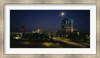 Framed Buildings lit up at night, Sacramento, California, USA