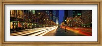 Framed Blurred Motion, Cars, Michigan Avenue, Christmas Lights, Chicago, Illinois, USA