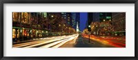 Framed Blurred Motion, Cars, Michigan Avenue, Christmas Lights, Chicago, Illinois, USA