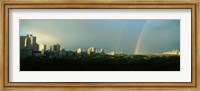 Framed Double Rainbow in a Stormy Sky Over NYC