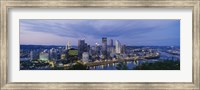 Framed Buildings lit up at night, Monongahela River, Pittsburgh, Pennsylvania, USA