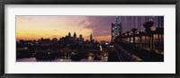 Framed Bridge over a river, Benjamin Franklin Bridge, Philadelphia, Pennsylvania, USA